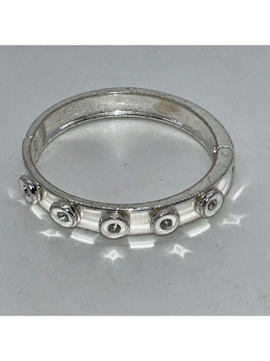 RLM Soho Jewelry - Robert Lee Morris RLM Soho Silver-Tone Hinged Bracelet Round Crystal Accents